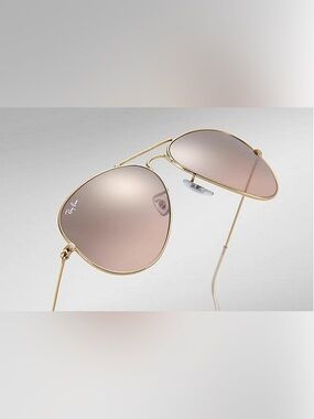 RayBan Aviators Gold/Crystal Brown Pink Silver Mirror 62mm